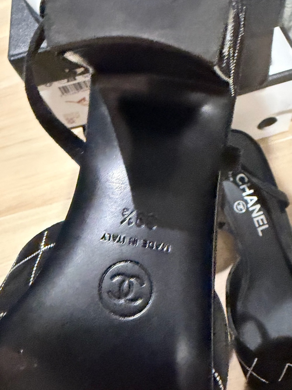 CHANEL Black Quilted Slingback Pumps with Ribbon Accent - Picture 5 of 5